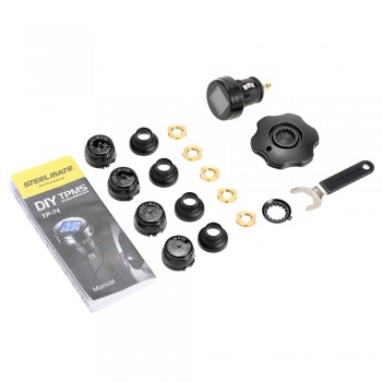 Steelmate TPMS Tire Pressure Monitor System TP-74P/B 4 Sensors Wireless DIY Car Alarm System Diagnostic Tool with LCD Display