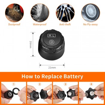 C100 Car Tire Pressure Monitoring System Cigarette Lighter Plug TPMS LCD Display Waterproof 4 External Sensors USB Charging