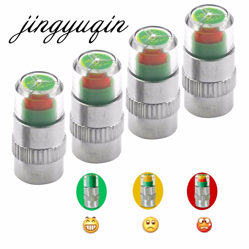 jingyuqin 4pcs In 1 Set general Car Auto 2.4bar Tire Pressure Monitor Valve Stem Caps Sensor 3 Colors Indicator Eye Alert
