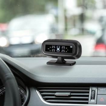 VODOOL Smart Car TPMS Tire Pressure Monitor System Solar Charging LCD Digital Display Temperature Warning Security Alarm System