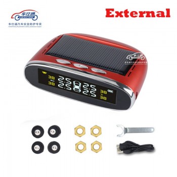 Car TPMS tire pressure monitor round wireless tire pressure monitoring alarm system LCD color display two installation methods