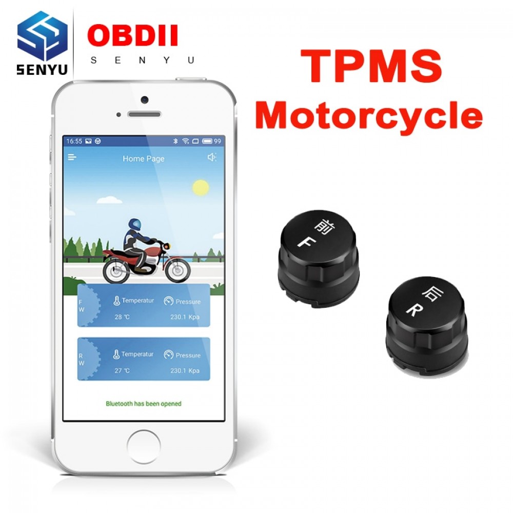 Motorcycle TPMS 2 External Sensors for Android/IOS Tire Pressure Monitor Bluetooth 4.0 TPMS Tire Pressure Alarm Diagnostic Tool
