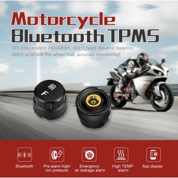Motorcycle TPMS 2 External Sensors for Android/IOS Tire Pressure Monitor Bluetooth 4.0 TPMS Tire Pressure Alarm Diagnostic Tool