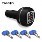 CAREUD D580 Cigarette Lighter Auto Alarming TPMS Tire Pressure Monitoring System with USB Socket 4 Internal / External Sensors