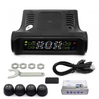 Newly Solar TPMS Car Tire Pressure Alarm Monitor System Display 4 Internal / External Sensor Temperature