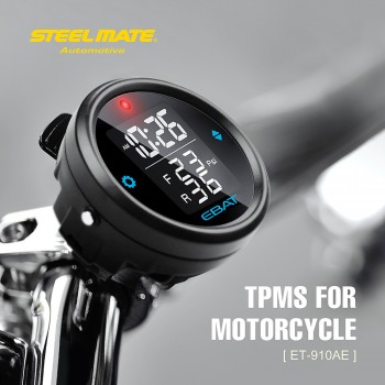 Steelmate Motorcycle TPMS Tire Pressure Monitor System EBAT ET-910AE 2-sensor Wireless LCD Display Moto alarm system