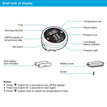 Steelmate Motorcycle TPMS Tire Pressure Monitor System EBAT ET-910AE 2-sensor Wireless LCD Display Moto alarm system