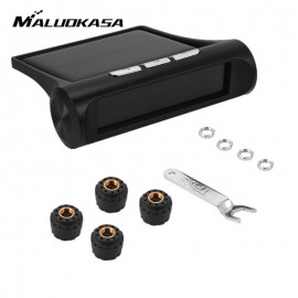 Car Solar TPMS Wireless Tire Pressure Monitoring System +4 External Sensors Digital LCD Display Auto Security Alarm System