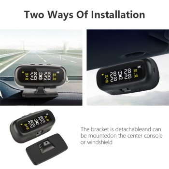 Solar TPMS Car Tire Pressure Alarm Monitor System Display Intelligent Temperature Pressure Abnormal Audible Alarm with 4 Sensors