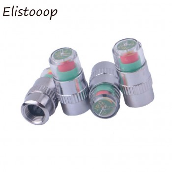 Elistooop 4Pcs/Lot 2.0 Bar 30PSI Air Warning Alert Tire Valve Pressure Sensor Monitor Light Cap Indicator For Cars