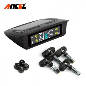 TPMS Sensor Tire Pressure Monitoring System Power Universal Wireless Real-time Displays 4 Tire Pressure Temperature Solar TPMS