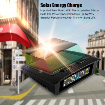 TPMS Sensor Tire Pressure Monitoring System Power Universal Wireless Real-time Displays 4 Tire Pressure Temperature Solar TPMS