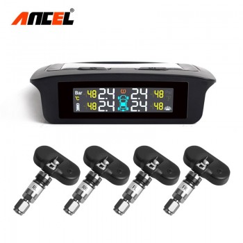 TPMS Sensor Tire Pressure Monitoring System Power Universal Wireless Real-time Displays 4 Tire Pressure Temperature Solar TPMS