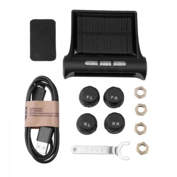 VODOOL Solar Power Smart Wireless TPMS Car Tire Pressure Monitoring System LCD Digital Display Temperature Warning Alarm System