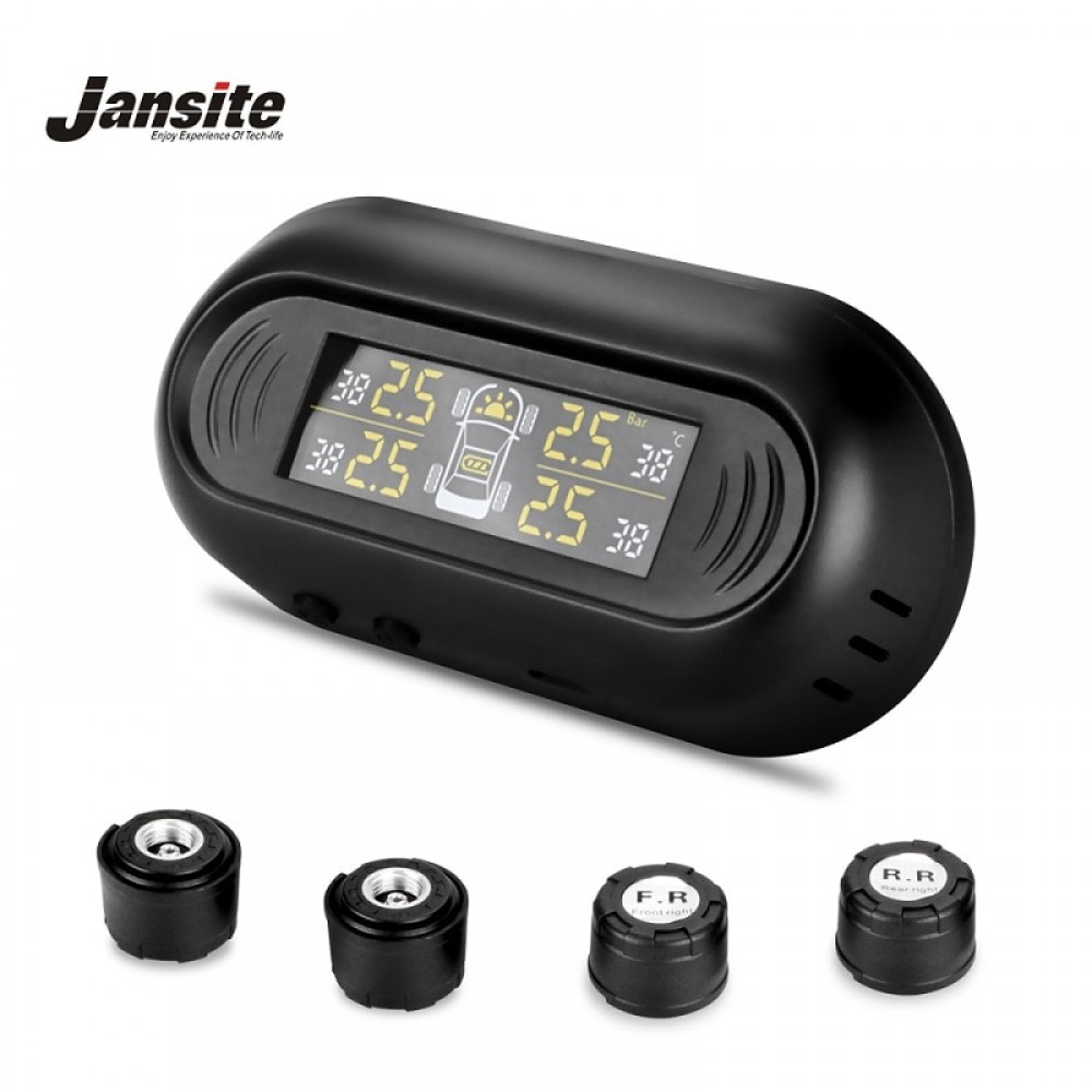 Jansite Car TPMS Tire Pressure Monitor System Wireless Digital LCD Display 4 External Sensors Auto Security Tire Alarm Systems