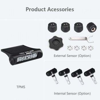 Jansite Smart Car TPMS Tyre Pressure Monitoring System New Upgrade Display Mode Solar Power+USB Charging Real-time Monitoring