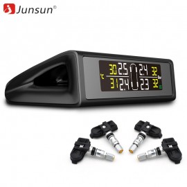 Junsun TPMS Tire Pressure Monitoring System Plastic Case of Car Alarm logicar With 4 Sensors Tire Pressure Indicator Cap