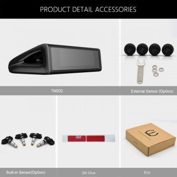 Junsun TPMS Tire Pressure Monitoring System Plastic Case of Car Alarm logicar With 4 Sensors Tire Pressure Indicator Cap