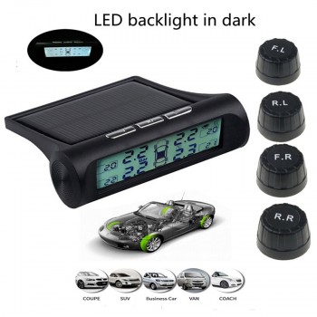 Backlight in dark tire pressure alarm monitor TPMS Car tire Pressure Monitoring System digital Display Solar energy Power USB