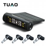 TUAO Smart Car TPMS Tire Pressure Monitoring System Solar Power Charging  LCD Display Tyre pressure sensor Auto alarm system