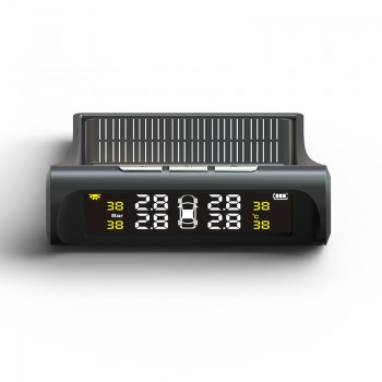 TUAO Smart Car TPMS Tire Pressure Monitoring System Solar Power Charging  LCD Display Tyre pressure sensor Auto alarm system