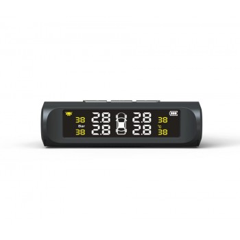 TUAO Smart Car TPMS Tire Pressure Monitoring System Solar Power Charging  LCD Display Tyre pressure sensor Auto alarm system