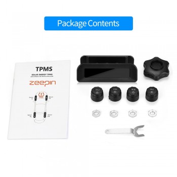 ZEEPIN C260 Tire Pressure Monitoring System Solar TPMS Universal Real-time LCD Screen Tyre Pressure Alarm with 4 External Sensor