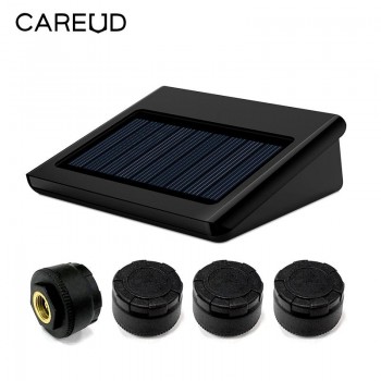 LCD Display Solar Power CAREUD T86 Tyre Pressure Monitoring System TPMS with 4 External Sensor Replaceable Battery PSI/BAR Modes
