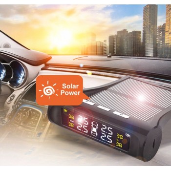 Solar TPMS Wireless Tire Pressure Monitoring System Solar Charging TPMS Internal / External Sensors Cars Tyre TPMS LCD Display