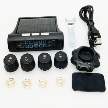 Solar TPMS Wireless Tire Pressure Monitoring System Solar Charging TPMS Internal / External Sensors Cars Tyre TPMS LCD Display