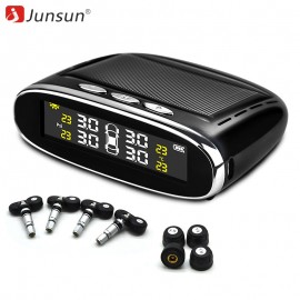 Junsun Smart TPMS Tyre Pressure Monitoring Solar System Car Tire Security Temperature Safety Diagnostic Tool 4 Internal/External