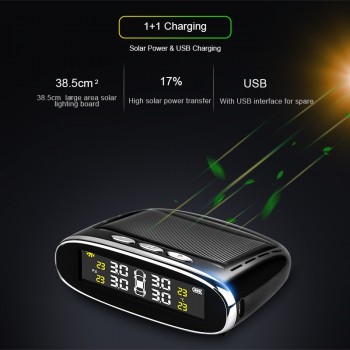 Junsun Smart TPMS Tyre Pressure Monitoring Solar System Car Tire Security Temperature Safety Diagnostic Tool 4 Internal/External