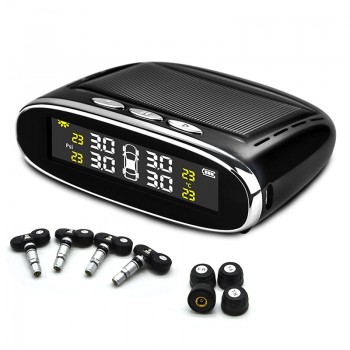 Junsun Smart TPMS Tyre Pressure Monitoring Solar System Car Tire Security Temperature Safety Diagnostic Tool 4 Internal/External