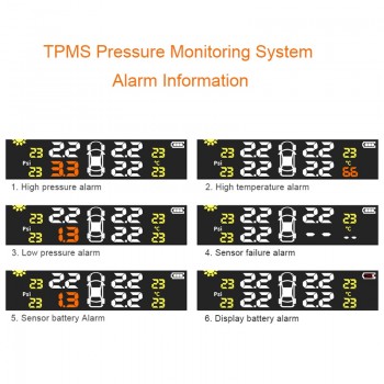 Junsun Smart TPMS Tyre Pressure Monitoring Solar System Car Tire Security Temperature Safety Diagnostic Tool 4 Internal/External