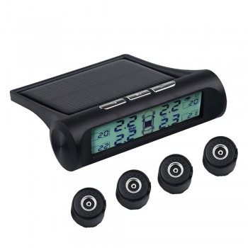 USB or Solar Charging Car TPMS Tire Pressure Monitoring System HD Digital LCD Display Auto Alarm tool Wireless 4 external Sensor