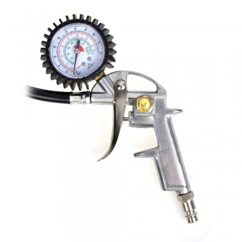 CARCHET Digital Tire Inflator Gauge 15BAR Tire Pressure Inflator Gun Dial AIR Release Button Silver EU Standard 220 PSI