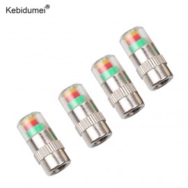 Kebidumei 4pcs 2.4 Bar Tire Pressure Monitor Valve Stem Cap Motorcycle Car Sensor Indicator Alert Tire Pressure Monitoring Tool