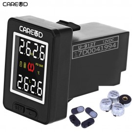 Original Careud U912 Wireless TPMS Tire Pressure Monitoring System with CR2450 3.7V Cell 4 Internal/Extenal Sensors For Toyota