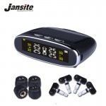 Jansite Car Solar Powered TPMS Car Tire Pressure Monitor System Wireless 4 External or Internal Sensors Color digital screen