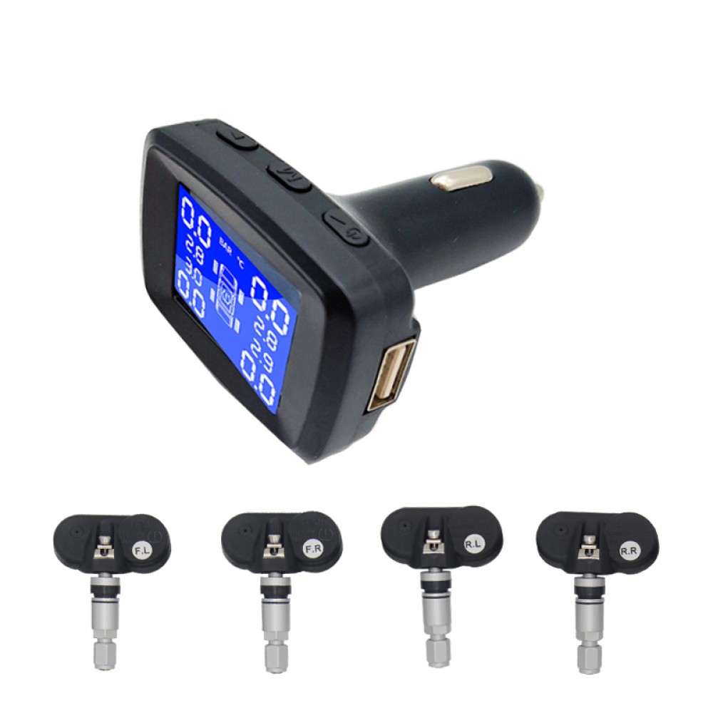 Car cigarette lighter TPMS LED display Internal or external tire pressure monitoring system / wireless transmission TPMS