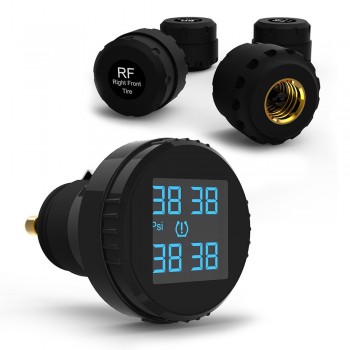 CARCHET Car TPMS Tyre Pressure Monitoring System 4 External Sensors Cigarette Lighter Car Tire Pressure Alarm 0-8Bar 0-116PSI