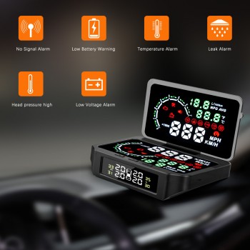 Ancel OBD2 Car HUD TPMS Tire Pressure Monitor Diagnostic Speed Temperature Mileage Fuel Consumption OBD2 Driving Computer