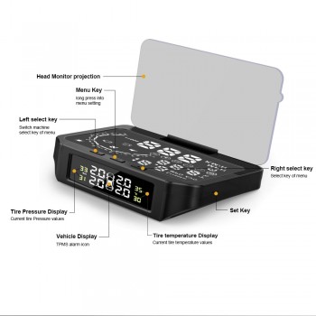 Ancel OBD2 Car HUD TPMS Tire Pressure Monitor Diagnostic Speed Temperature Mileage Fuel Consumption OBD2 Driving Computer