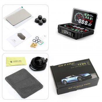Ancel OBD2 Car HUD TPMS Tire Pressure Monitor Diagnostic Speed Temperature Mileage Fuel Consumption OBD2 Driving Computer