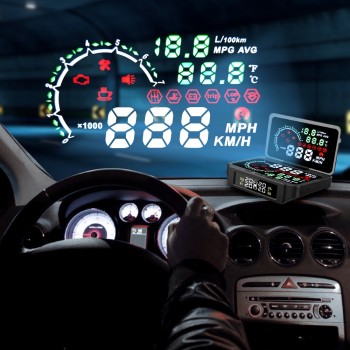 Ancel OBD2 Car HUD TPMS Tire Pressure Monitor Diagnostic Speed Temperature Mileage Fuel Consumption OBD2 Driving Computer