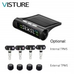 Solar TPMS Tire Pressure Alarm Monitor System Wireless 4 Internal / External Sensor Car Temperature Solar Power T06N T06W