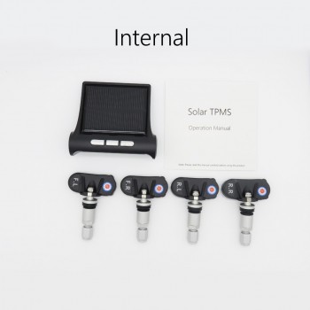 Solar TPMS Tire Pressure Alarm Monitor System Wireless 4 Internal / External Sensor Car Temperature Solar Power T06N T06W