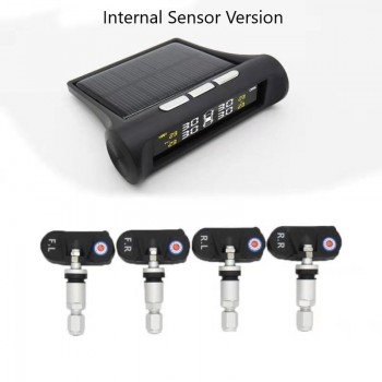 Solar TPMS Tire Pressure Alarm Monitor System Wireless 4 Internal / External Sensor Car Temperature Solar Power T06N T06W