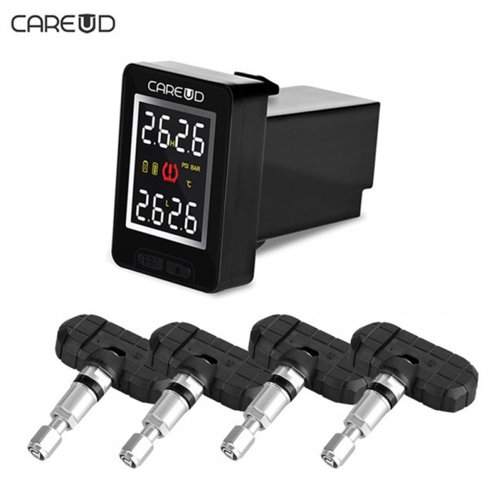 For Toyota CAREUD U912 Auto Wireless TPMS Tire Pressure Monitoring System with 4 Sensors LCD Display Embedded Monitor