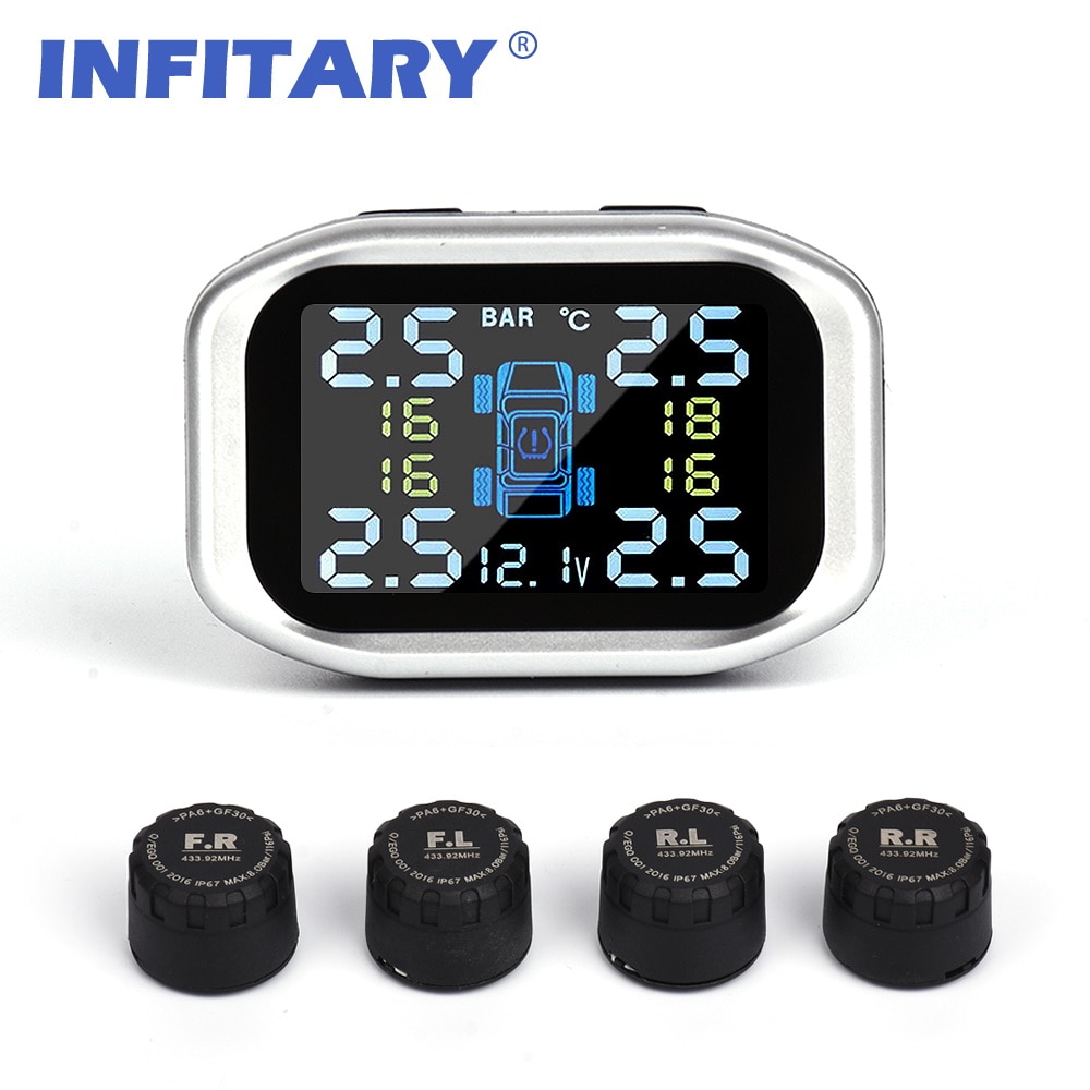 TP720 Smart Car TPMS Tyre Pressure Monitoring System Solar Power charging Digital LCD Display Tire Auto Security Alarm Systems